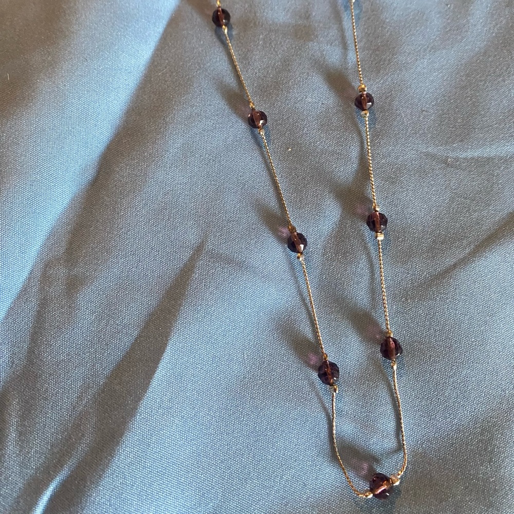 New Gold Tone with Purple beaded Necklace